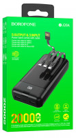 Powerbank Borofone BJ20A 20000mAh 2USB/1C с проводом Type-C/Micro/Lightning черный
