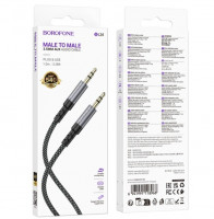Аудиокабель AUX 3.5мм Borofone BL24 1м тканевый серый