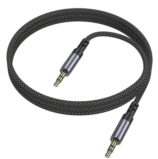 Аудиокабель AUX 3.5мм Borofone BL24 1м тканевый серый