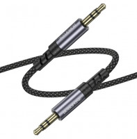 Аудиокабель AUX 3.5мм Borofone BL24 1м тканевый серый