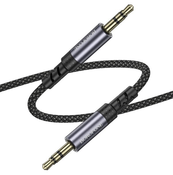 Аудиокабель AUX 3.5мм Borofone BL24 1м тканевый серый