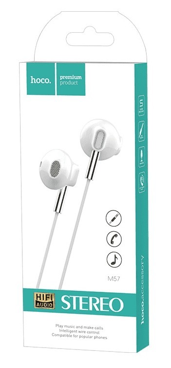 Стереонаушники Hoco M57 Sky sound с микрофоном 1.2м белые
