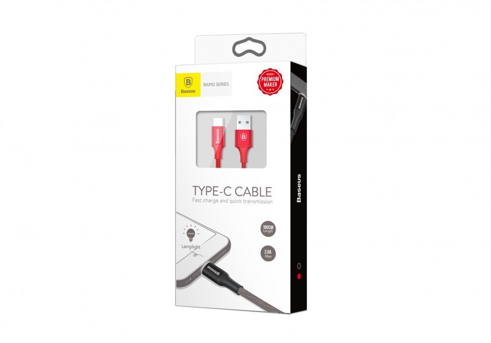 Usb Кабель-зарядка TYPE-C Baseus Rapid Indicator Light 25см (CATSU-A09) красный