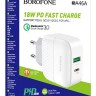 Зарядное устройство Borofone BA46A 1USB/1C PD3.0/QC3.0 3A 18W белое