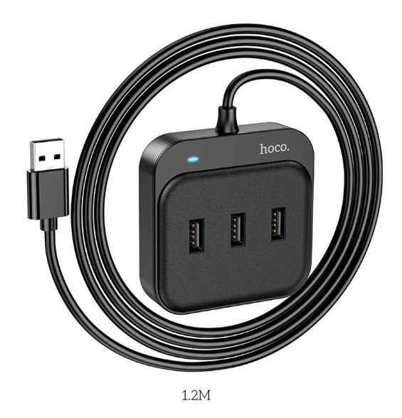 USB-хаб Hoco HB31 1xUSB 3.0 + 3xUSB 2.0 1.2м черный