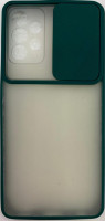 Накладка со шторкой камеры Samsung Galaxy A72 матовая зеленая