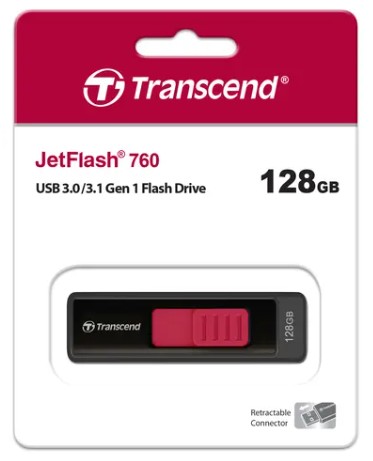 3.1 USB флеш накопитель Transcend 128GB JetFlash 760 черно-красный