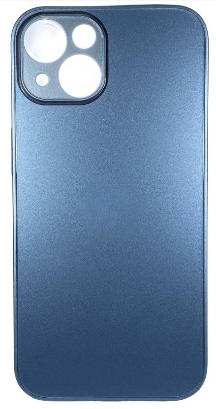 Чехол-накладка для i-Phone 14 силикон (стеклянная крышка) голубая