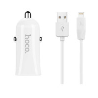 Автомобильное заряд. устр. Hoco Z1 2USB 2.4A белое + Micro