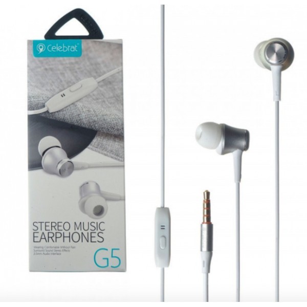 Наушники с микрофоном Celebrat G5 1.2м белые