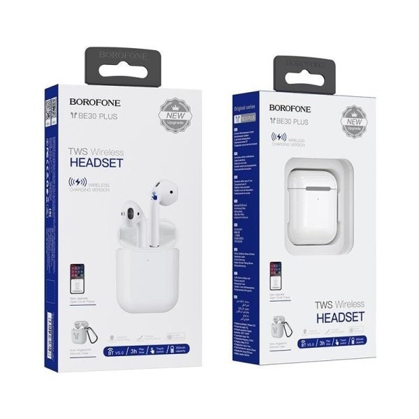 Беспроводные наушники TWS Borofone BE30 Plus BT5.0/35mAh/3.5ч белые