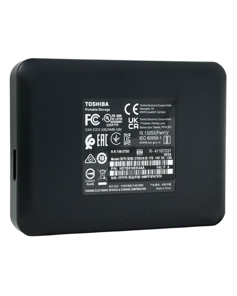 Внешний HDD Toshiba Canvio Basics 1TB (HDTB410EK3AA) черный