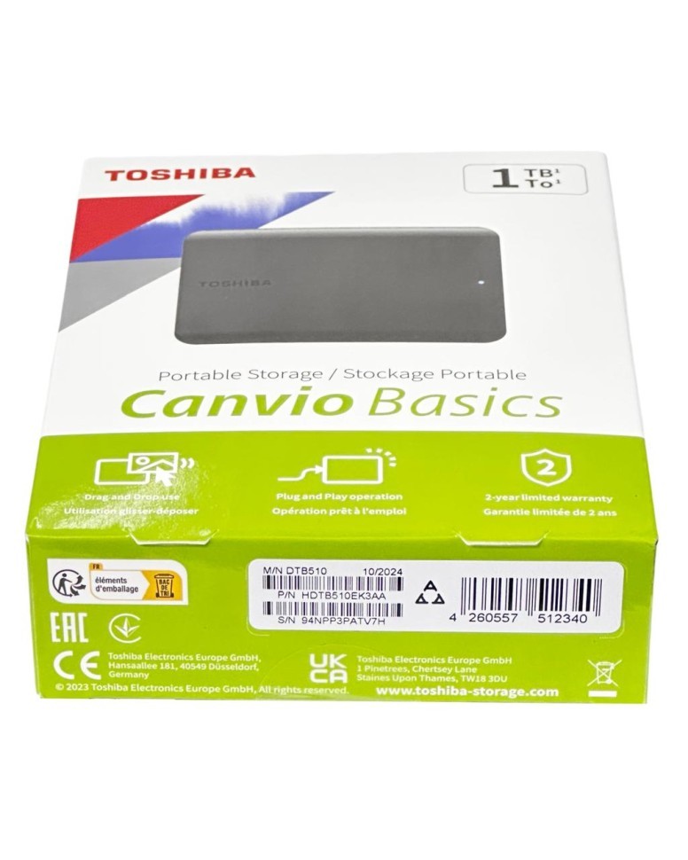 Внешний HDD Toshiba Canvio Basics 1TB (HDTB410EK3AA) черный