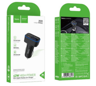 Автомобильное заряд. устр. Hoco Z63A 2USB/1C черное