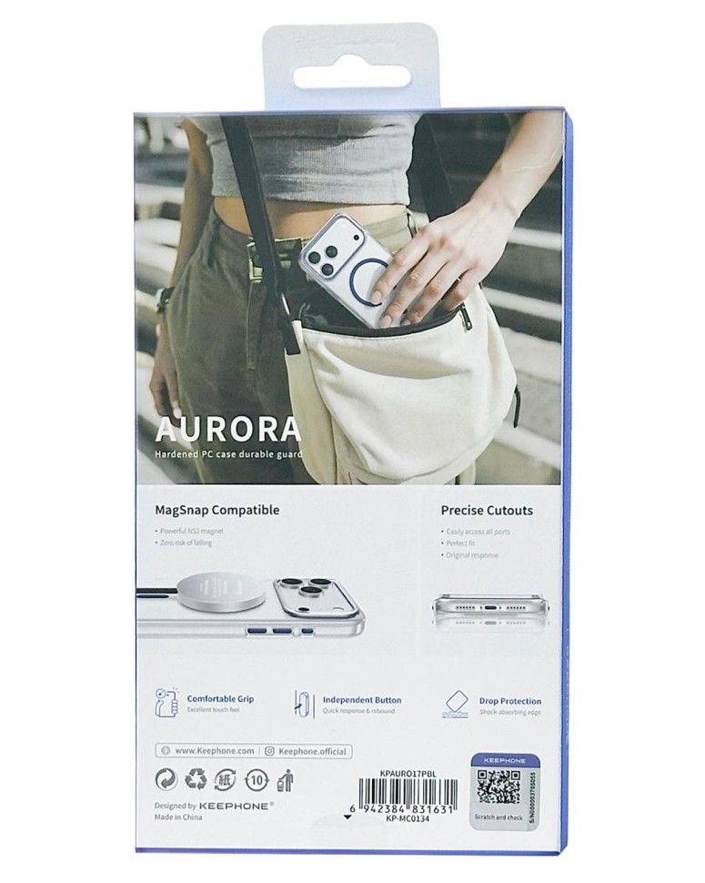 Накладка для i-Phone 17 Pro Keephone Aurora MagSnap сине-прозрачный