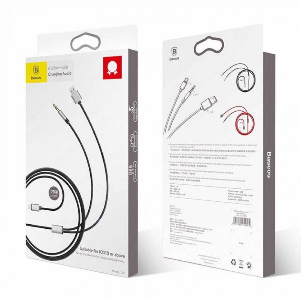 Кабель Baseus L33 AUX 3.5мм на Lightning/AUX 3.5мм (CALL33-01) черный