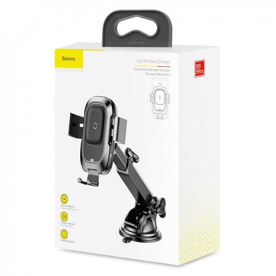 Держатель в автомобиль на торпеду/стекло c беспроводной зарядкой Baseus Bracket (WXZN-B01) черный