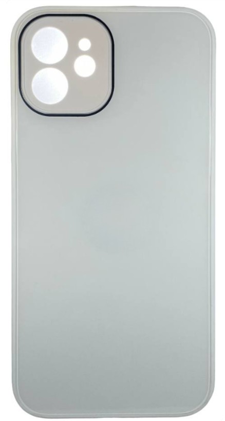 Чехол-накладка для i-Phone 12/12 Pro 6.1" силикон (стеклянная крышка) белая