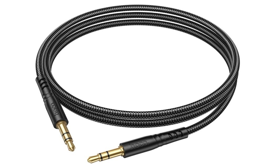 Аудиокабель AUX 3,5mm Hoco 1m UPA24 тканевый черный