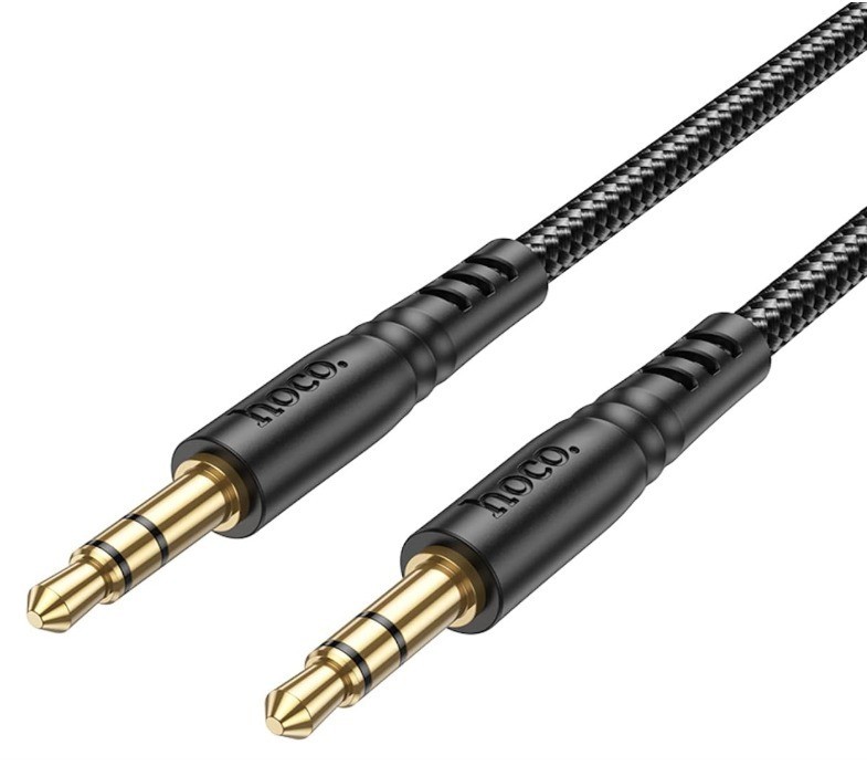 Аудиокабель AUX 3,5mm Hoco 1m UPA24 тканевый черный
