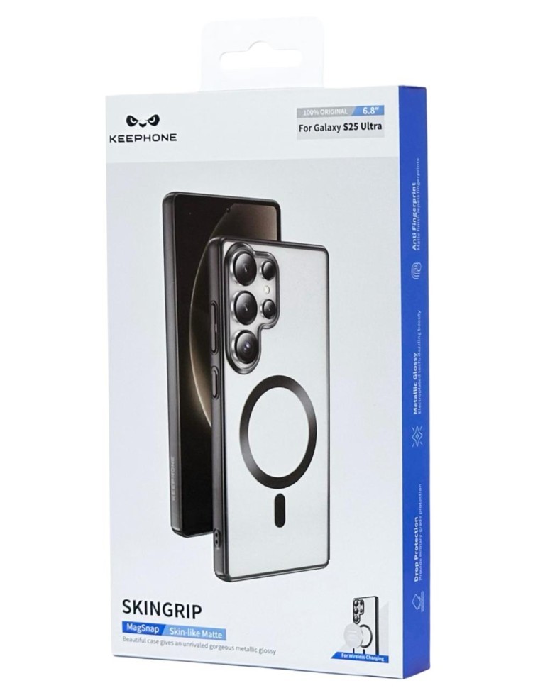 Накладка для Samsung Galaxy S25 Ultra Keephone SkinGrip MagSnap прозрачный черный