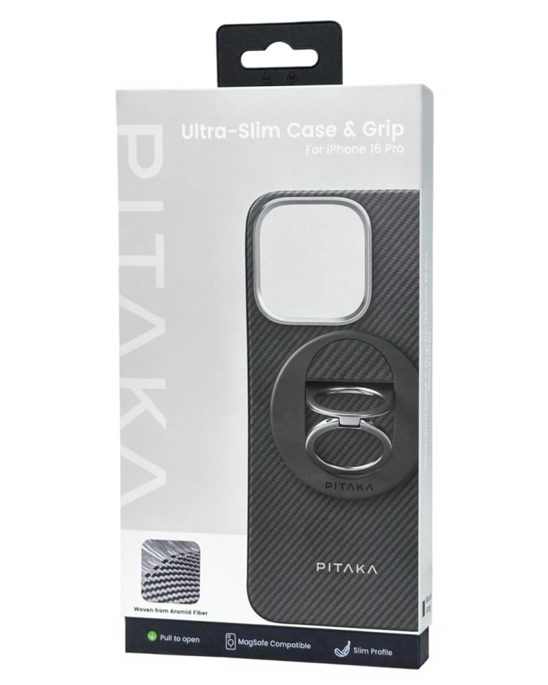 Накладка для i-Phone 16 Pro 6.3" Pitaka Ultra Slim Case&Grip 3 черно-серая